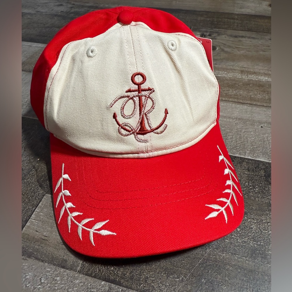 Stylish Red and Cream Anchor Cap